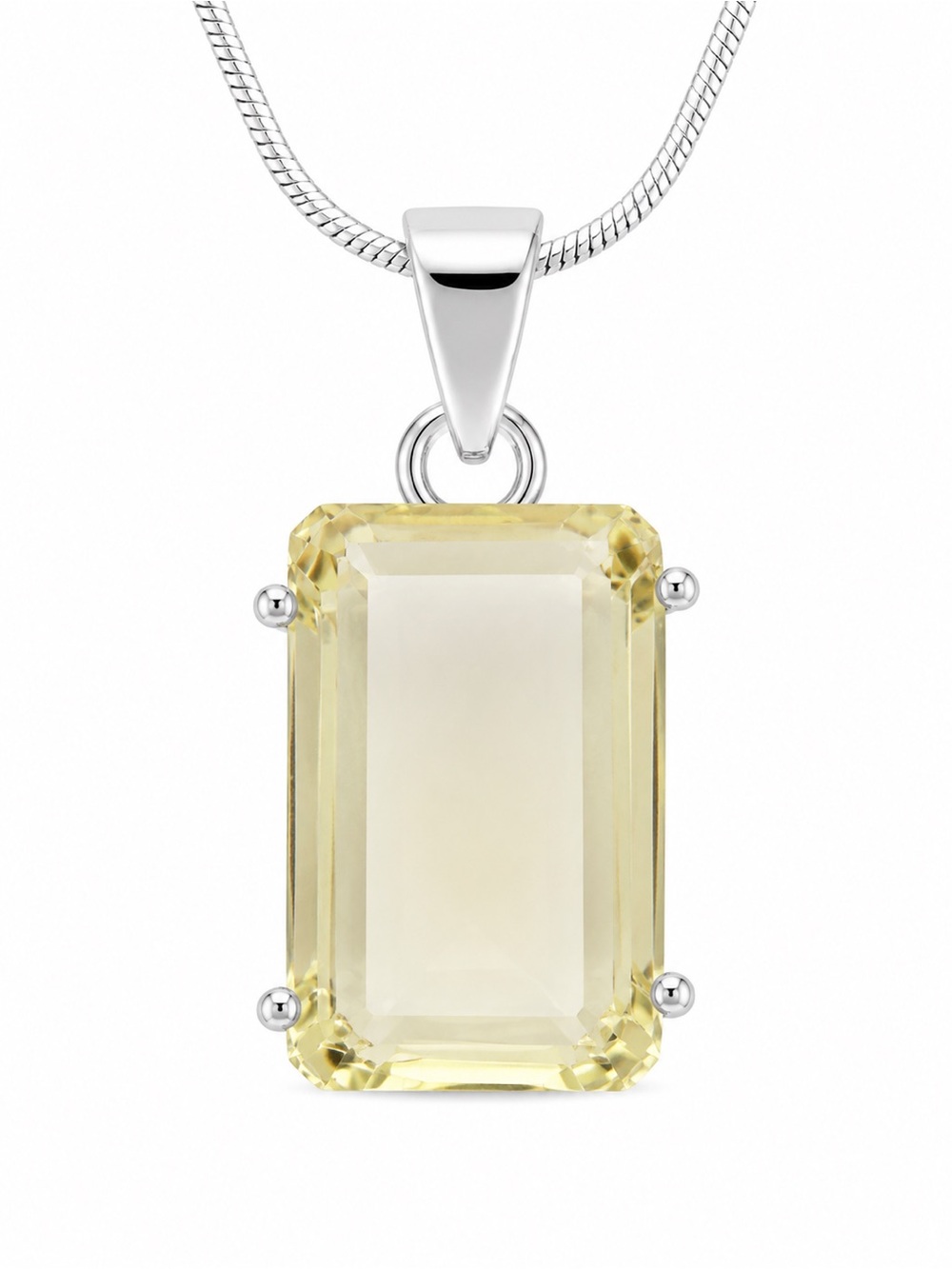 Lemon Quartz Rectangle-Cut Pendant